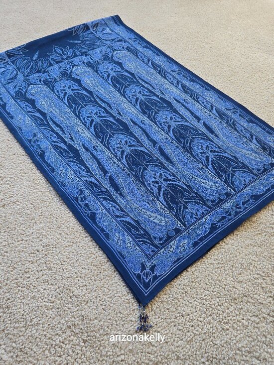 Accessories - NWOT Blue Silk Oblong Scarf With Beads on Each Corner